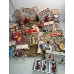 Vintage Lot of 23 Wooden Christmas Ornaments New Old Stock Woolworths?